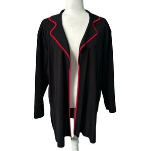 Misook Long Black Open Front Knit Cardigan Duster Size 2XL